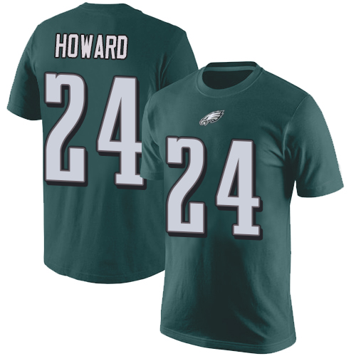 Men Philadelphia Eagles #24 Jordan Howard Green Rush Pride Name and Number NFL T Shirt->nfl t-shirts->Sports Accessory